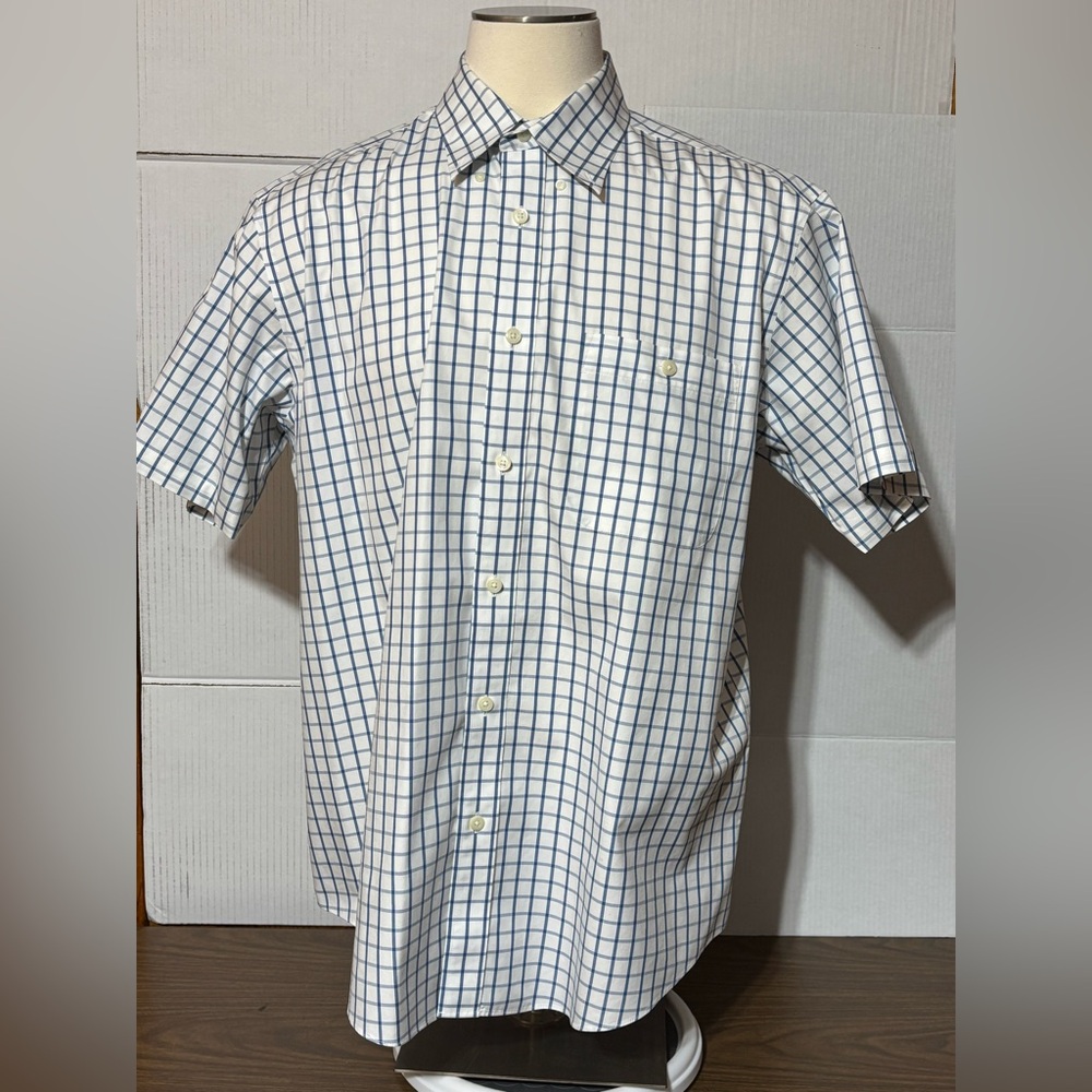 ORVIS XL Men's White & Blue Checked Shirt chest pocket Next to new 33” L 25”p2p